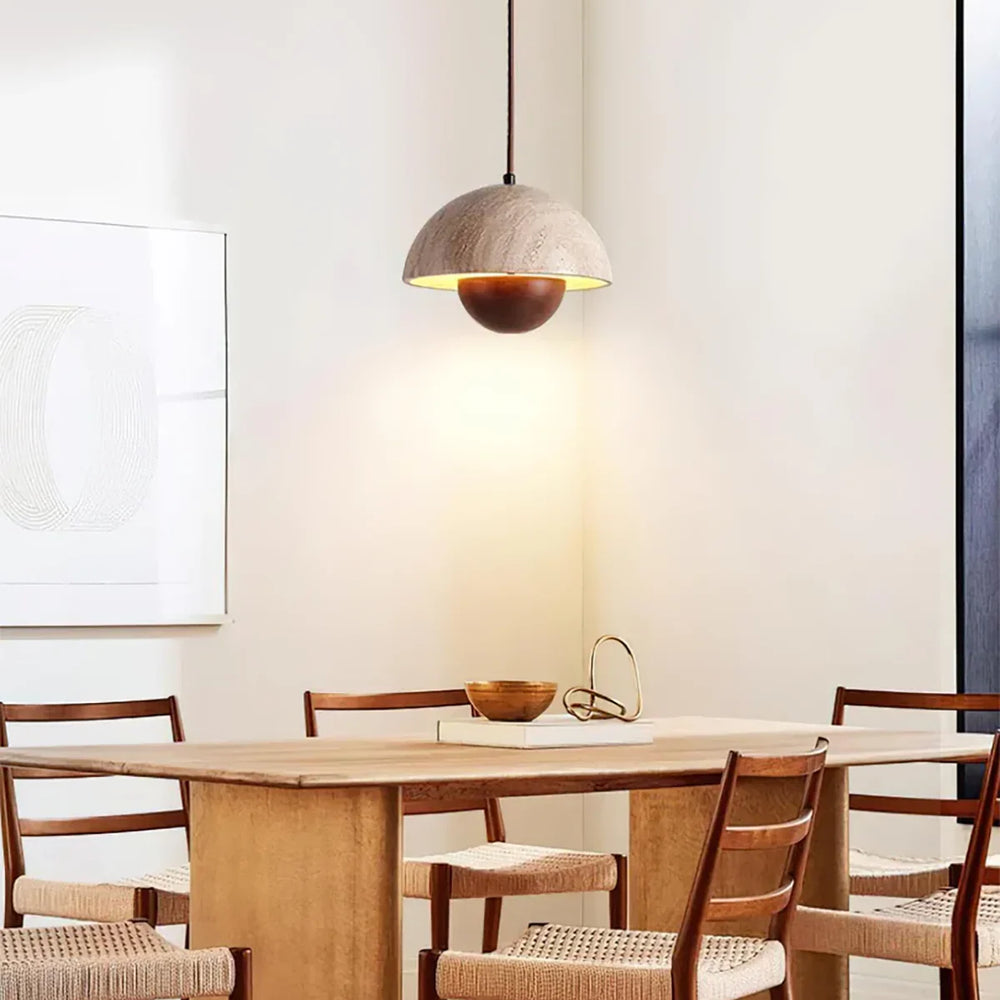 Semicircular Bud Travertine Pendant Lamp