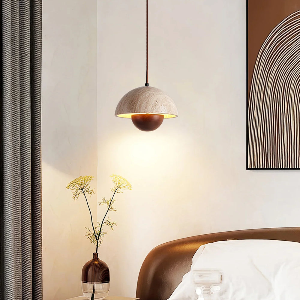 Semicircular Bud Travertine Pendant Lamp