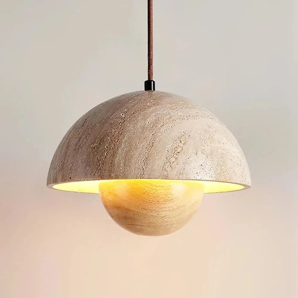 Modern Travertine Pendant Light Studio Product Shot