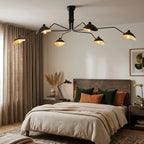 Modern Black Multi-Light Articulated Ceiling Light in Cozy Bedroom