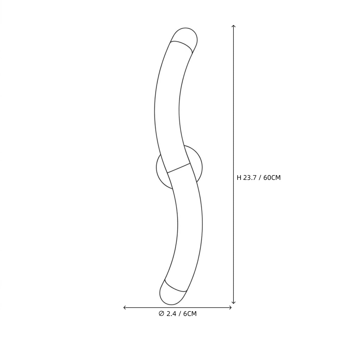 Modern S-Curved Alabaster Art Glass Wall Sconce Line Art Dimension Diagram