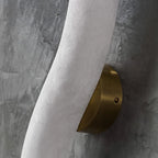 Close Up View of Brass Mount and Alabaster S-Curved Connection