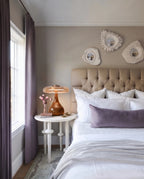 Modern Mushroom Accent Lamp in Bedroom Corner