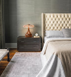 Modern Amber Glass Wood Table Lamp on Bedroom Nightstand