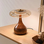 Modern Amber Glass Table Lamp on Wooden Desk