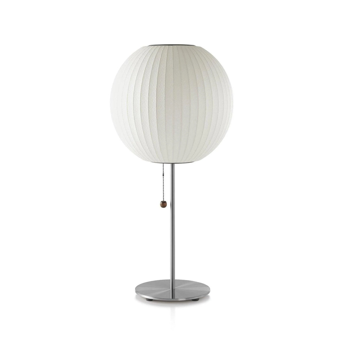 Mid Century Bubble Table Lamp with Pull Chain on Pure White Background