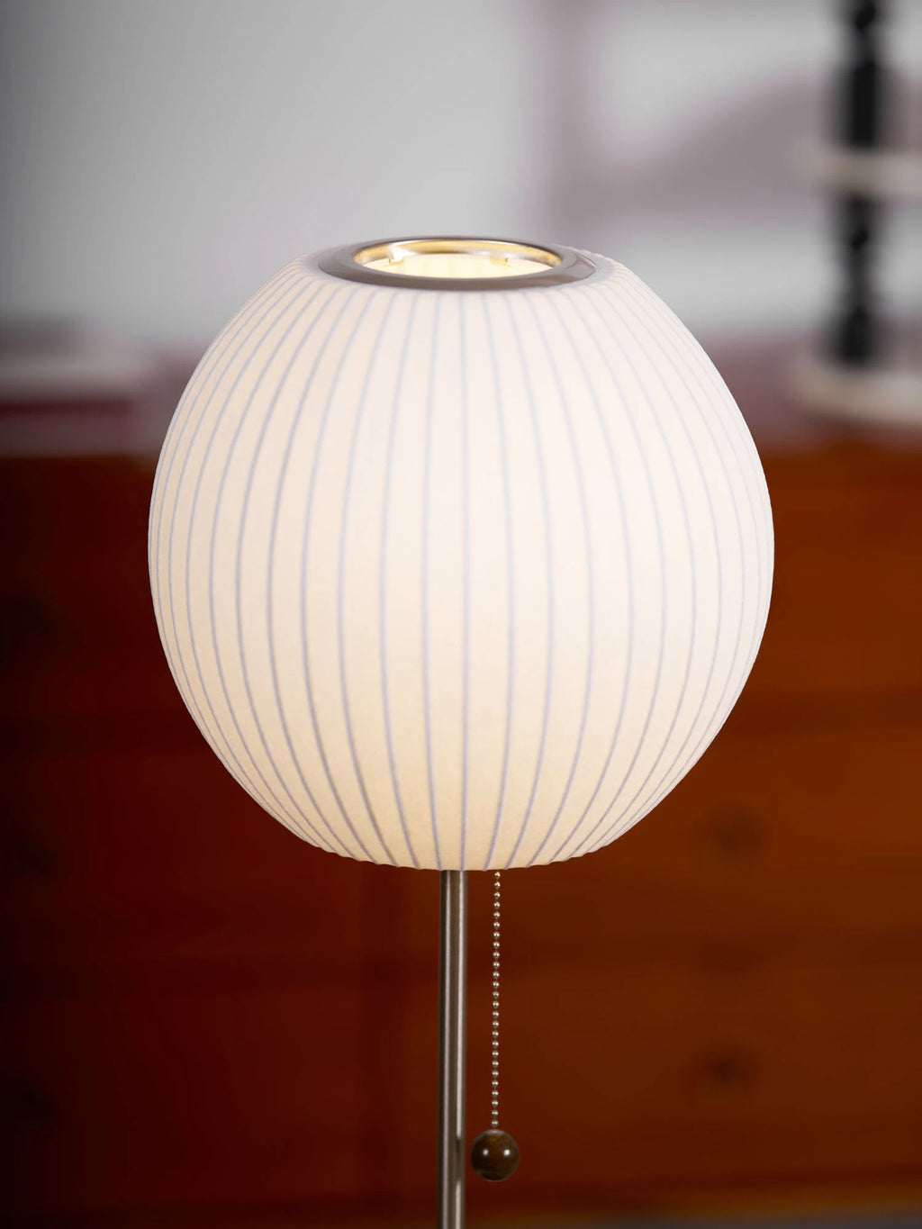 Close Up View of Glowing Bubble Table Lamp Shade