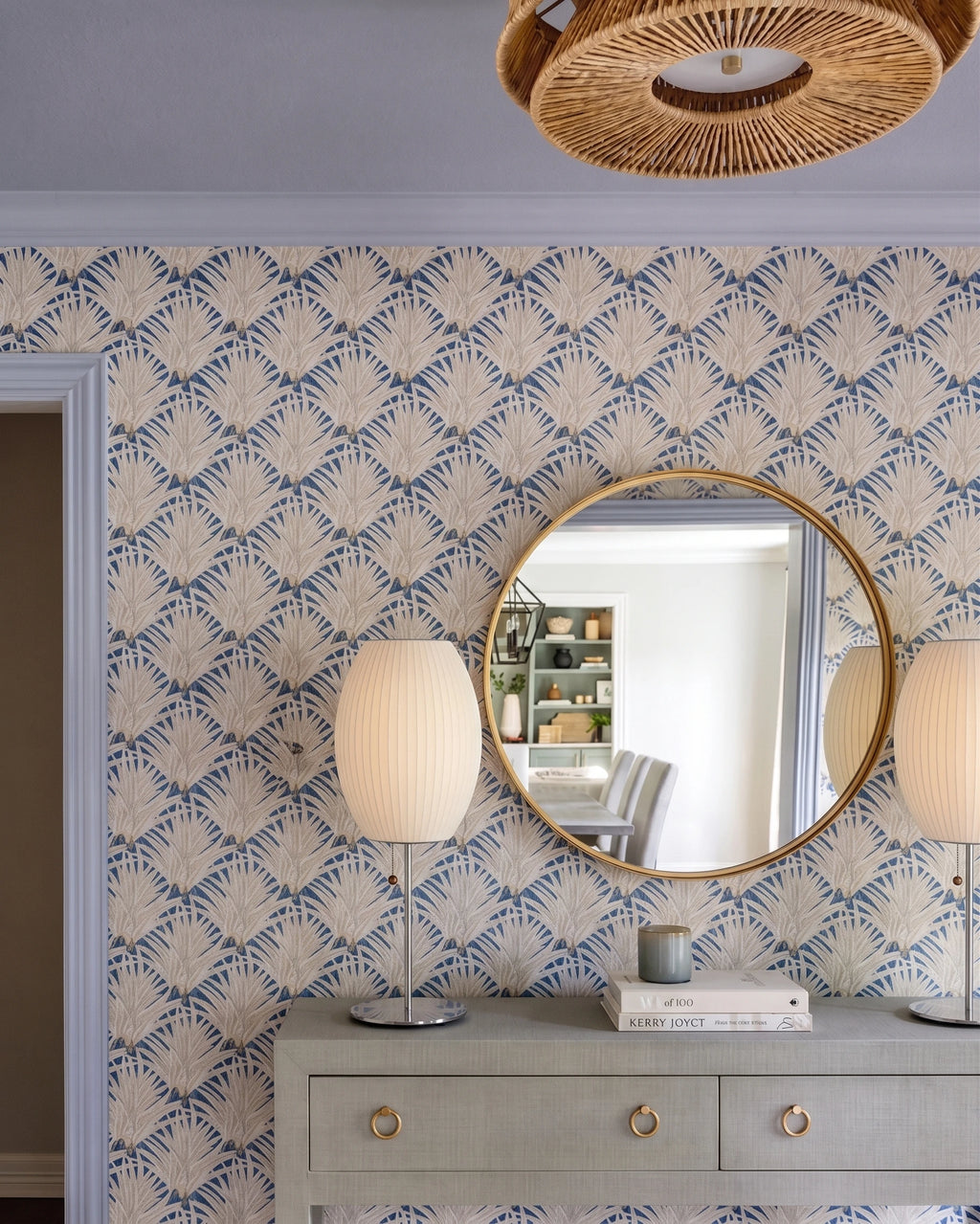 Modern Pleated Table Lamp in Entryway or Dressing Room Setting