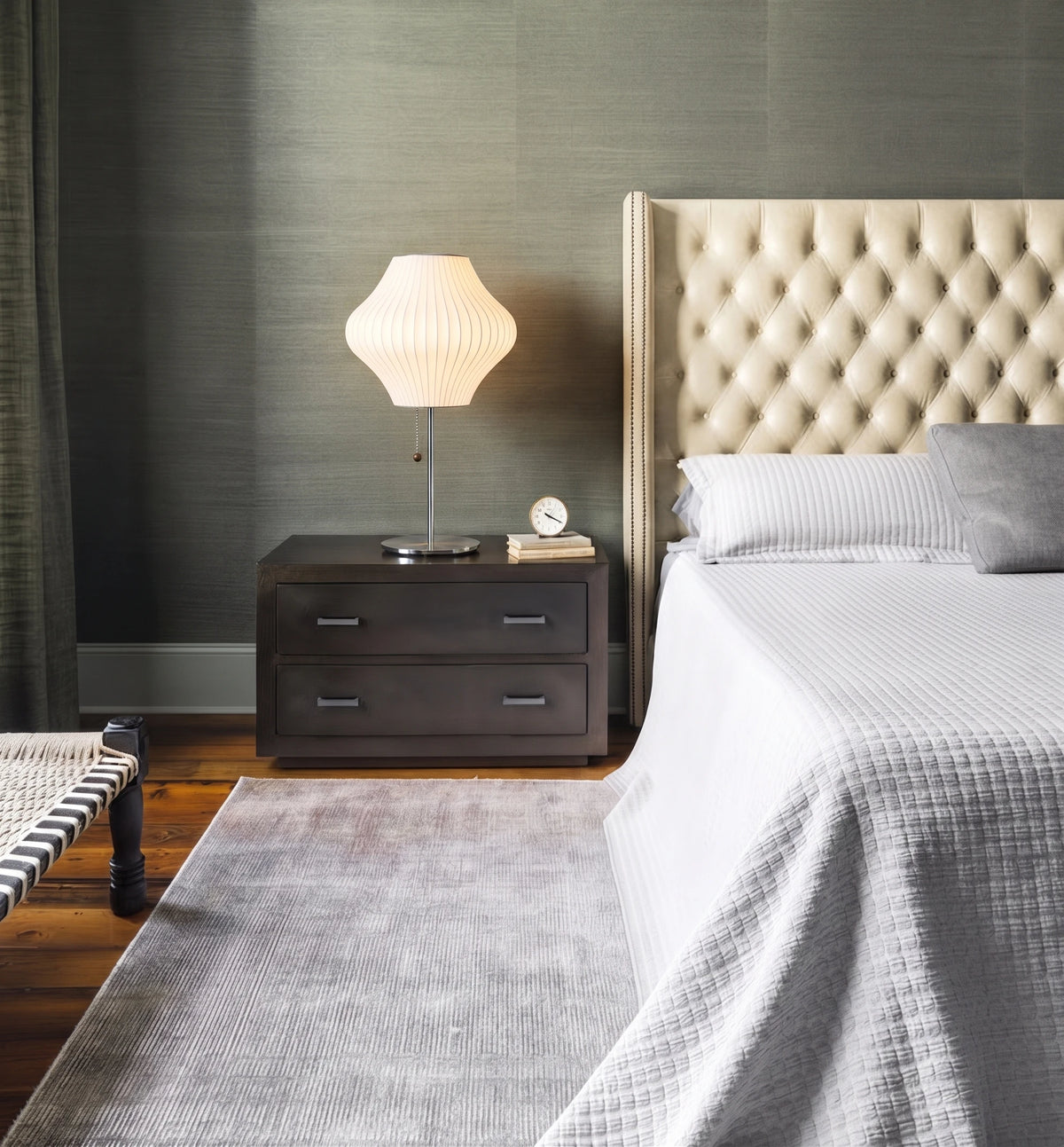 Modern Pleated Shade Table Lamp in Master Bedroom Setting