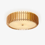 Slatted Wood Drum Flush Mount