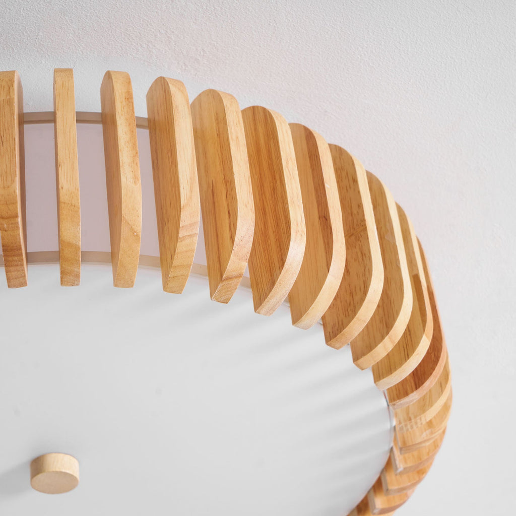 Slatted Wood Drum Flush Mount