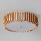 Slatted Wood Drum Flush Mount