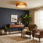 Slatted Wood Drum Flush Mount