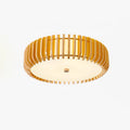 Slatted Wood Drum Flush Mount
