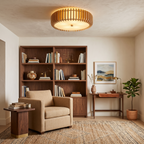 Slatted Wood Drum Flush Mount