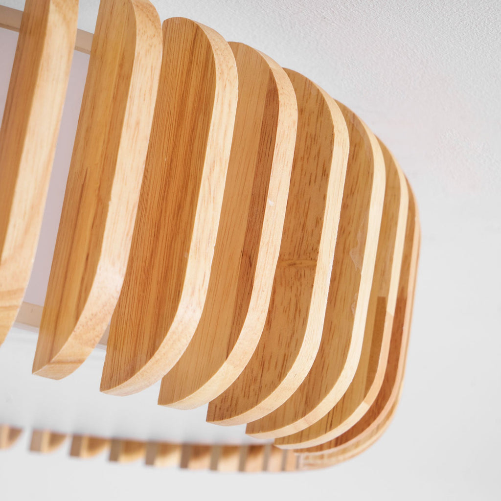 Slatted Wood Drum Flush Mount