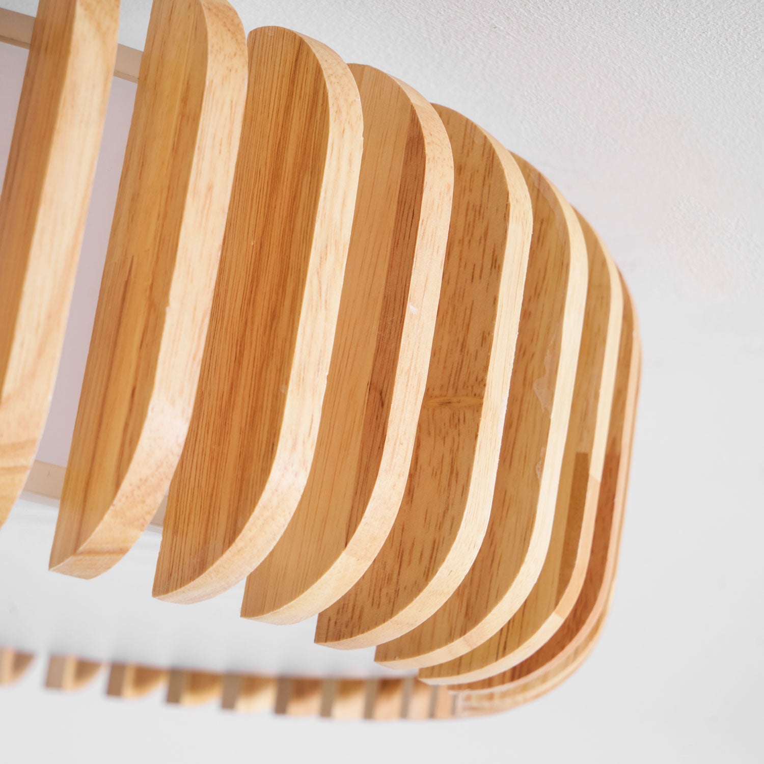Slatted Wood Drum Flush Mount