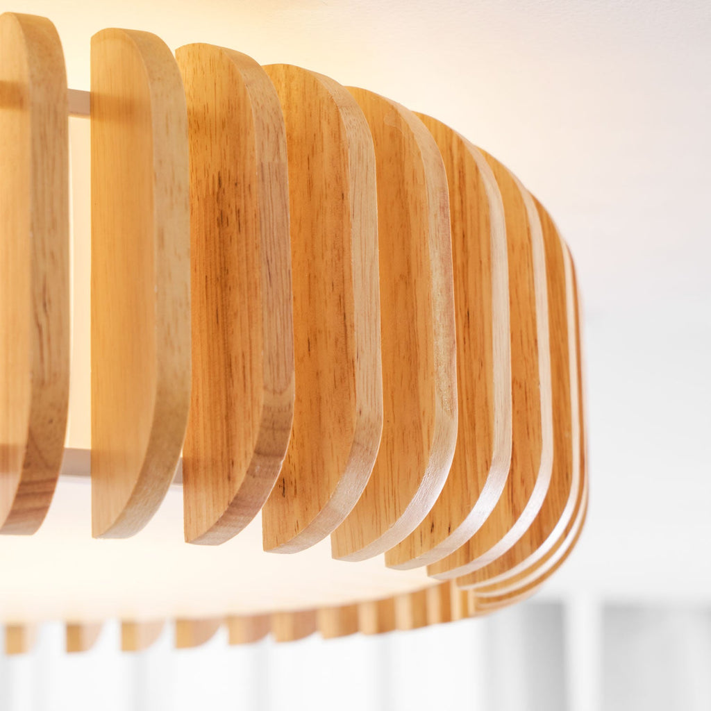 Slatted Wood Drum Flush Mount