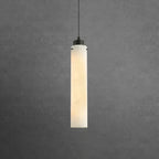 Illuminated Alabaster Cylinder Pendant Light Studio Display
