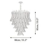 Modern Large Multi-Tier Feather Art Glass Chandelier Line Art Dimension Diagram