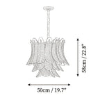 Modern Small Feather Art Glass Chandelier Line Art Dimension Diagram