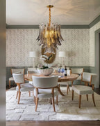 Modern Feather Art Glass Chandelier Over Round Dining Table