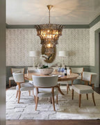 Modern Multi-Tier Art Glass Chandelier in Formal Dining Setting