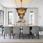 Modern Multi-Tier Art Glass Chandelier in Open Plan Dining Room