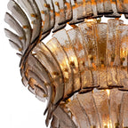 Close Up View of Amber Tiered Art Glass and Metal Hook Connection