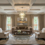 Modern Multi-Tier Crystal Glass Chandelier in Warm Interior