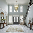 Modern Tiered Crystal Glass Chandelier in Grand Foyer