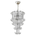 Front View of Modern Tiered Crystal Glass Chandelier Studio Shot