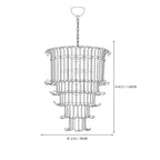 Modern Multi-Tier Tiered Crystal Glass Chandelier Line Art Dimension Diagram