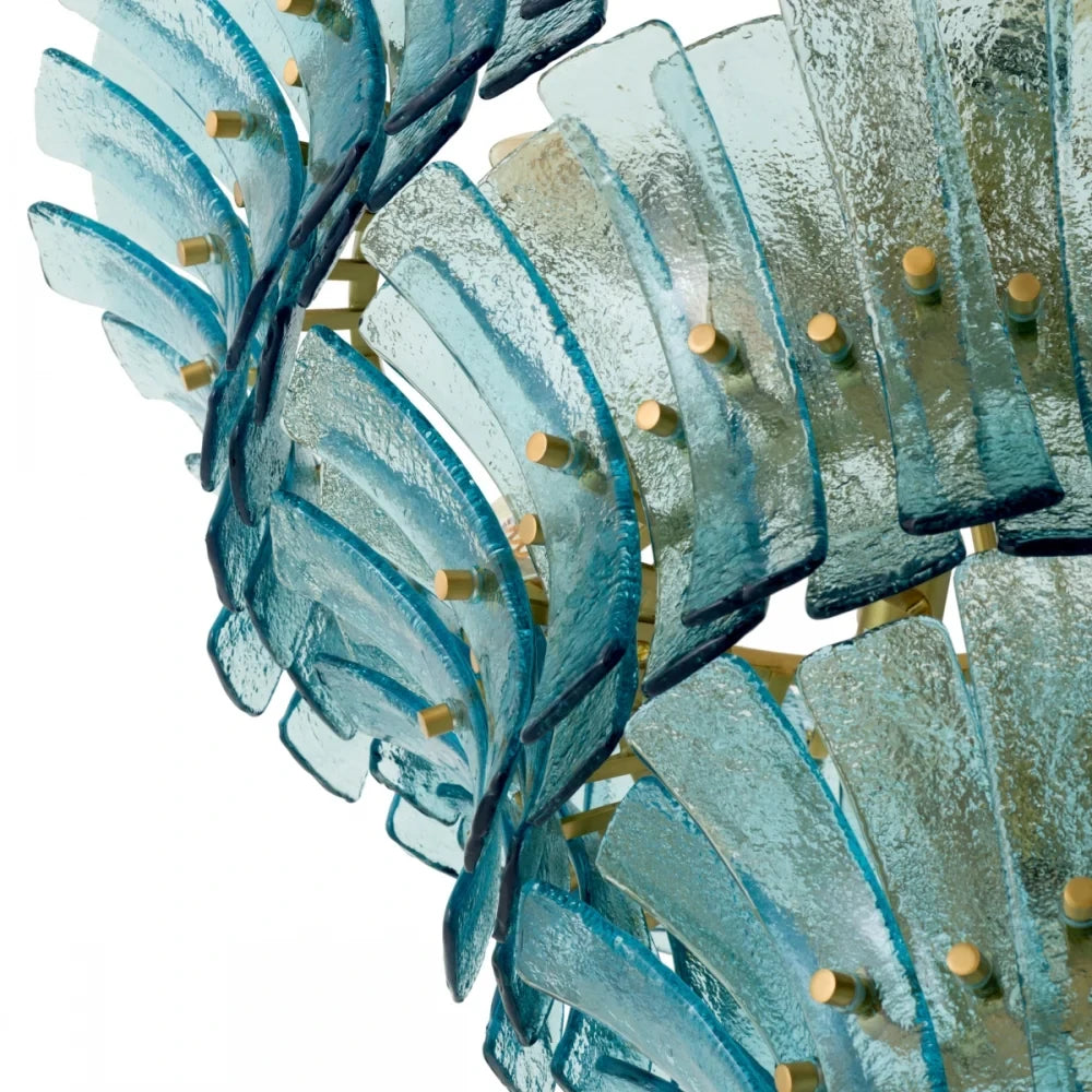 Close Up View of Blue Tiered Art Glass Texture and Edge Structure