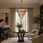 Modern Multi-Tier Art Glass Chandelier in Formal Living Space