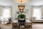 Modern Tiered Art Glass Chandelier in Bright Living Area