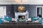 Modern Smoke Grey Petal Art Glass Chandelier in Luxury Living Room