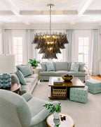 Modern Smoke Grey Petal Chandelier in Bright Living Area
