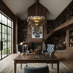 Modern Smoke Grey Petal Chandelier in Home Office Setting