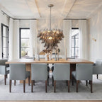 Modern Smoke Grey Petal Art Glass Chandelier in Luxury Dining Space