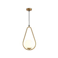 Modern Tear Drop Brass Glass Mini Pendant Light on Pure White Background