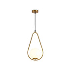 Modern Tear Drop Brass Glass Mini Pendant Light on Pure White Background