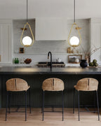 Modern Tear Drop Glass Pendant Lights Over Modern Kitchen Island
