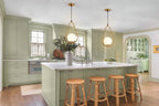 Modern Pendant Lights in Rustic Kitchen Interior