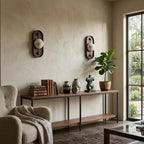 Modern Wooden Globe Art Wall Sconces Along Hallway Corridor