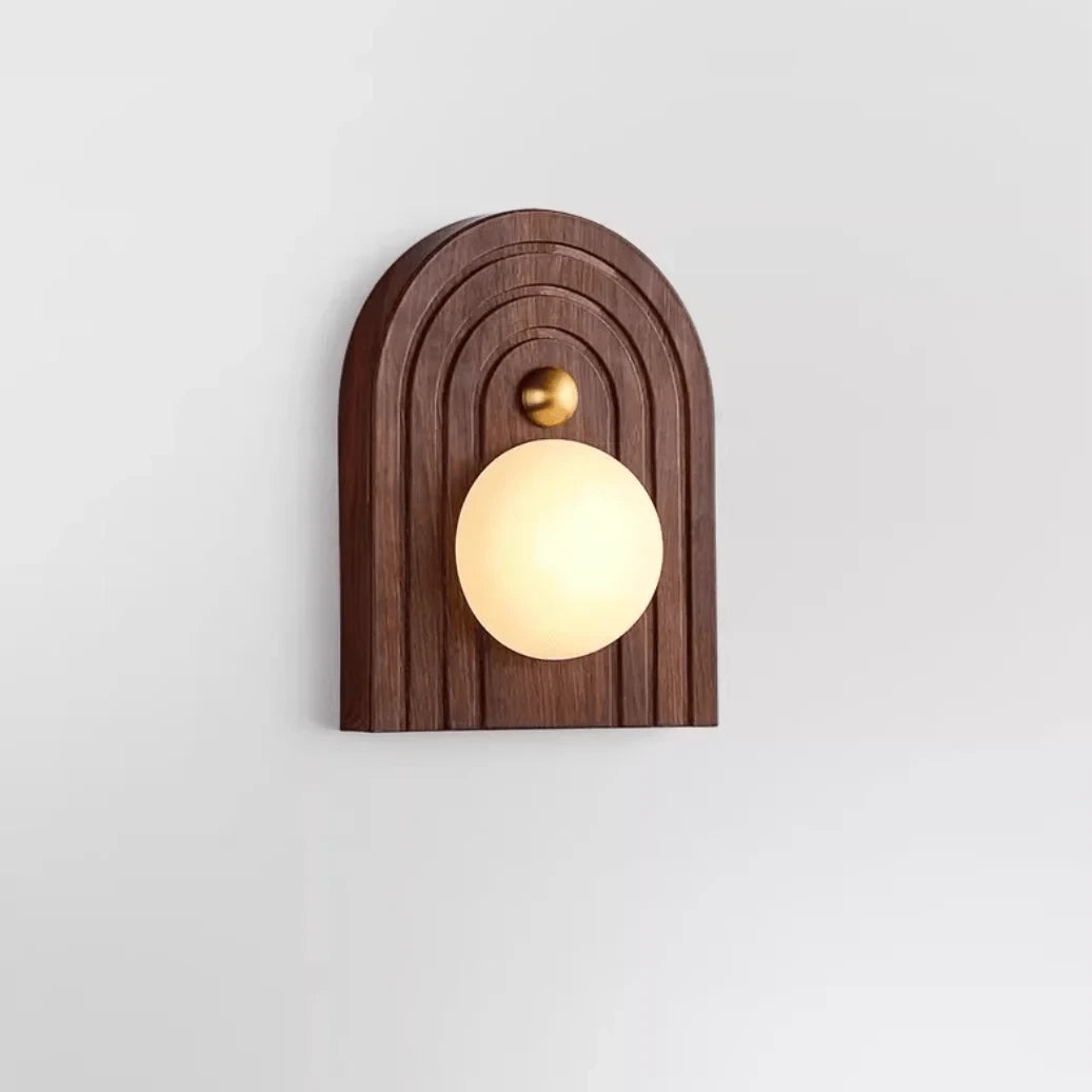 Modern Arched Wooden Globe Art Wall Sconce Studio Display