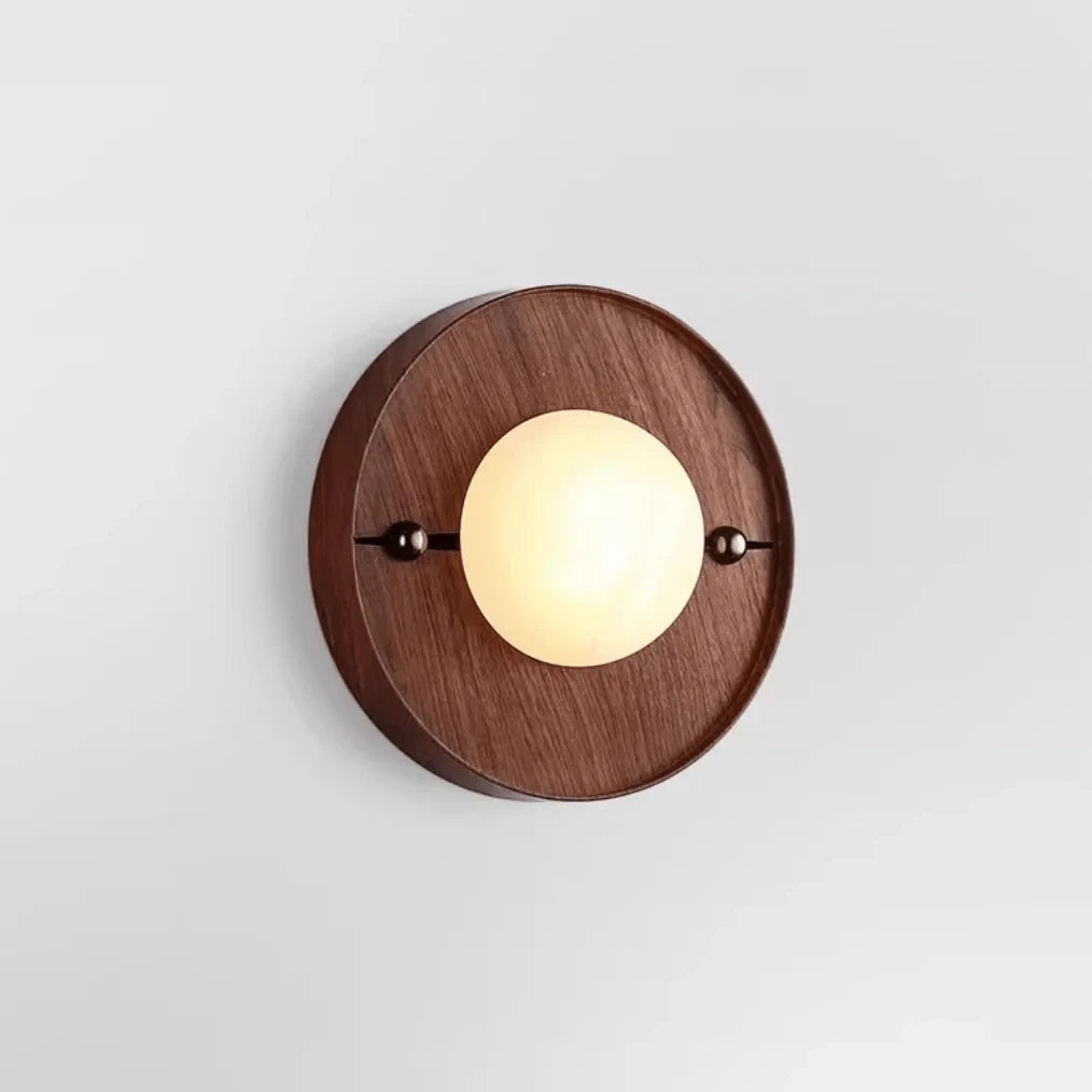 Modern Round Wooden Globe Art Wall Sconce Studio Display