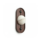 Modern Wooden Globe Art Wall Sconce with Walnut Backplate on Pure White Background