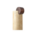 Wabi Sabi Travertine Cylinder Wooden Wall Sconce on Pure White Background