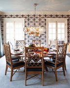 Modern Tiered Art Glass Chandelier in Elegant Dining Area